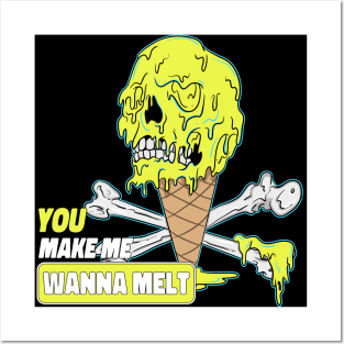 Make Me Melt Dripping Ice Cream Skull Posters and Art